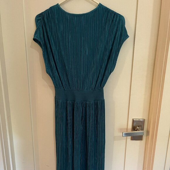 Zara Pleated Teal Midi Dress. Size Medium. - Picture 3 of 12